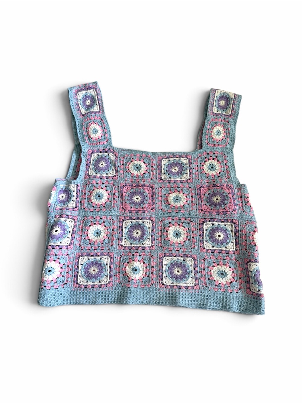 Staccato Pastel Granny Square Crochet Tank Top